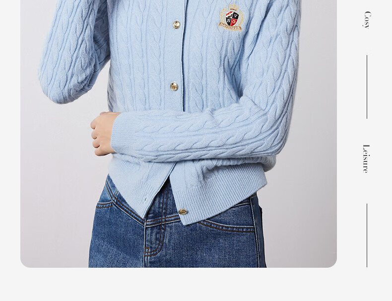 Navigare Italian Small Sailboat Autumn And Winter Women's All-Wool Jacket, Cable Knit Sweater Cardigan 2334094508 M 28