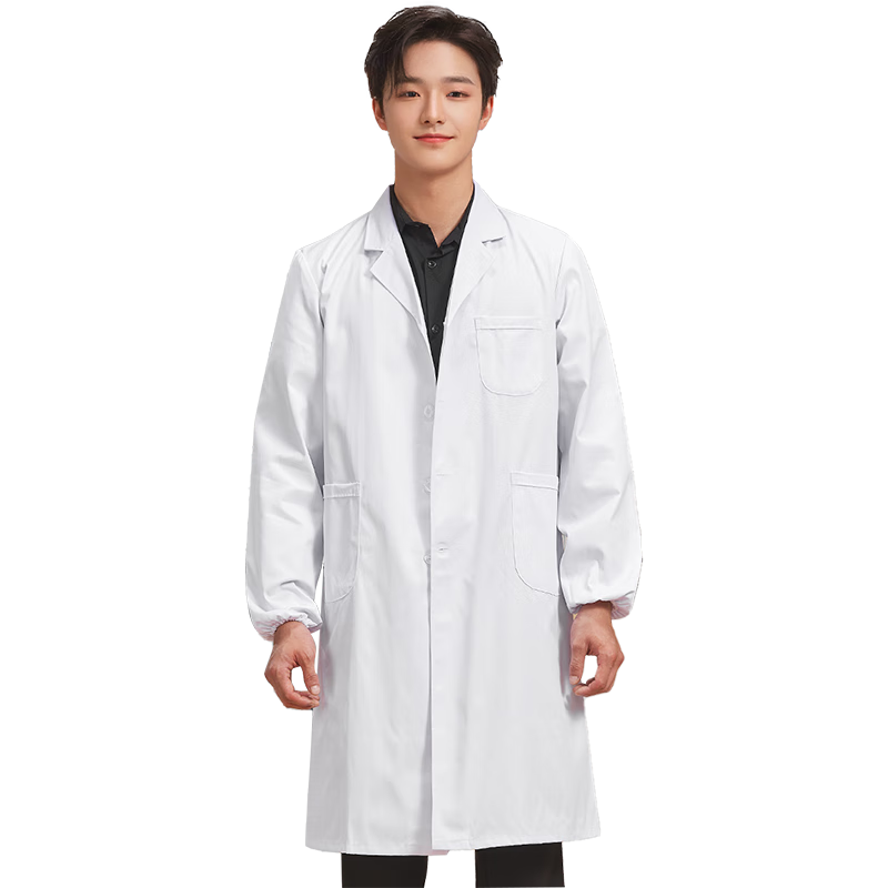 Gongpinxing Unisex Long Sleeve White Lab Coat Workwear Intern Laboratory Long Sleeve M