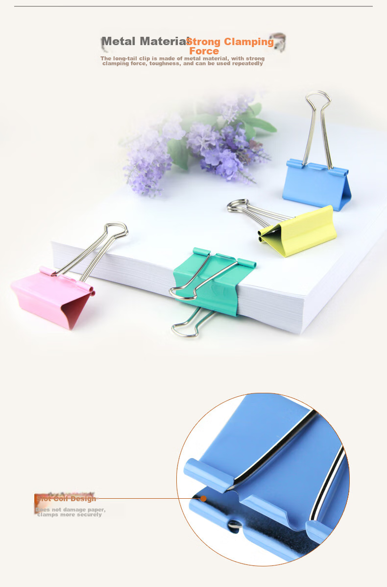 Jindeli (KINARY) 40 Pieces, 25mm Colored Binder Clips, Durable Long Tail Clips, #4 Metal Binder Clips, Document Clips, Office Supplies, TD1054 6