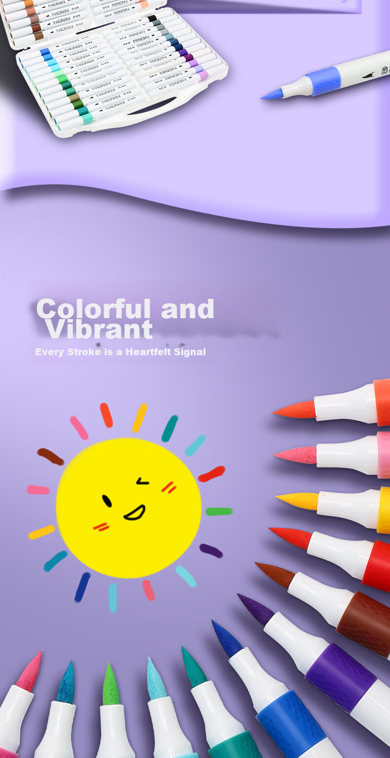 GRASP Acrylic Markers, 60 Colors, Soft Tip, Large Capacity, Stackable, Watercolor Pens, Skin-Friendly, Washable, Drawing Brushes, Children's Doodle Painting DIY, Birthday Gift for Boys And Girls 7
