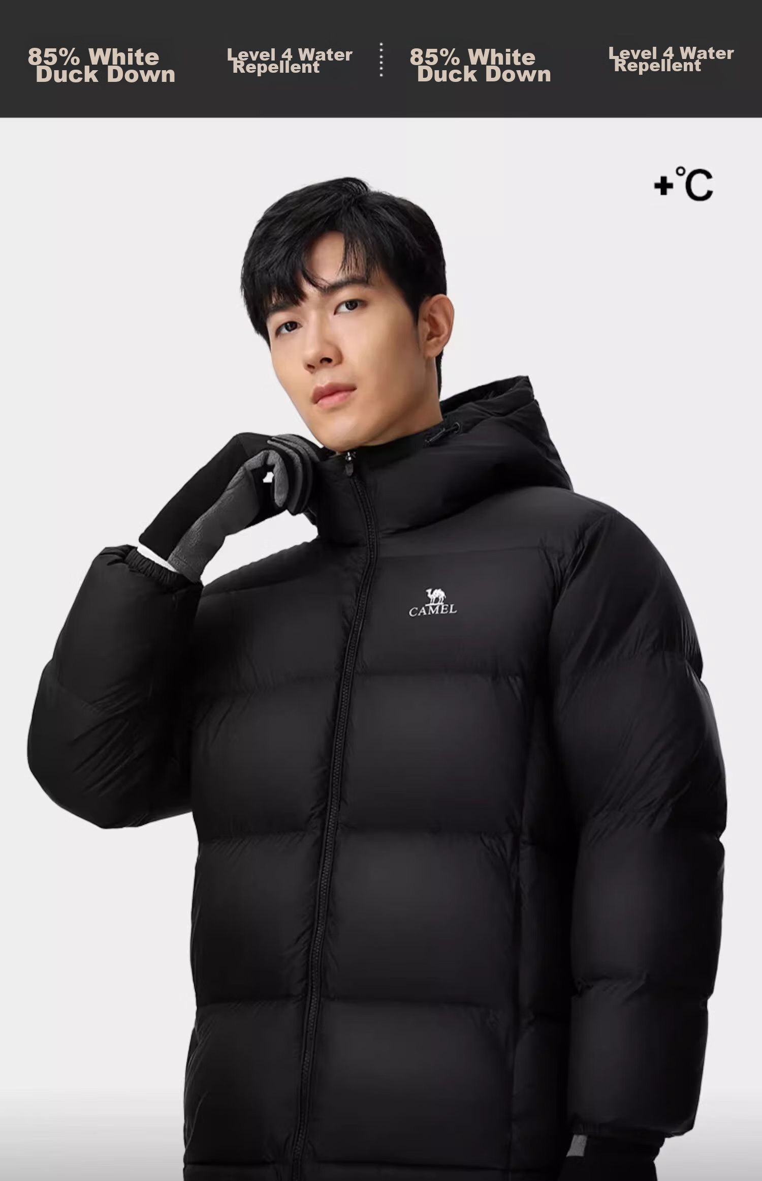 CAMEL Outdoor down Jacket, 600 Fill Power, New Short Style for Men And Women, Thick Puffer Coat 5
