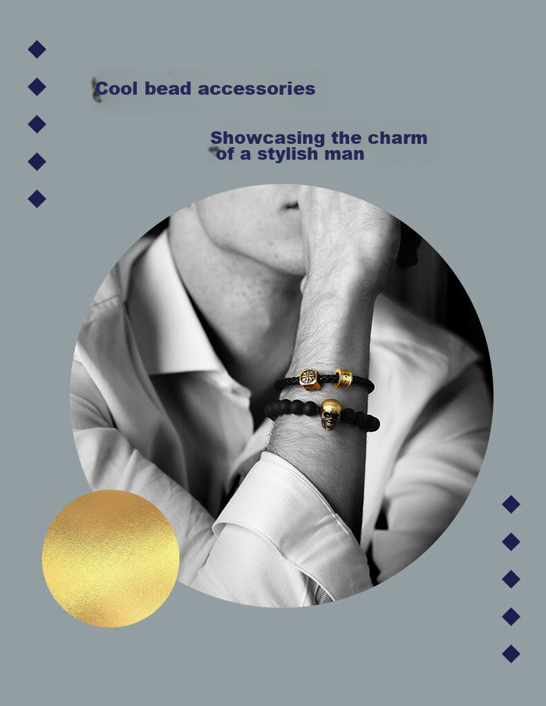 CHOW SANG SANG [Choushang] Charme Bead Bracelet with 5mm Thick Cord, Lucky Bead Leather Cord, AA19 6