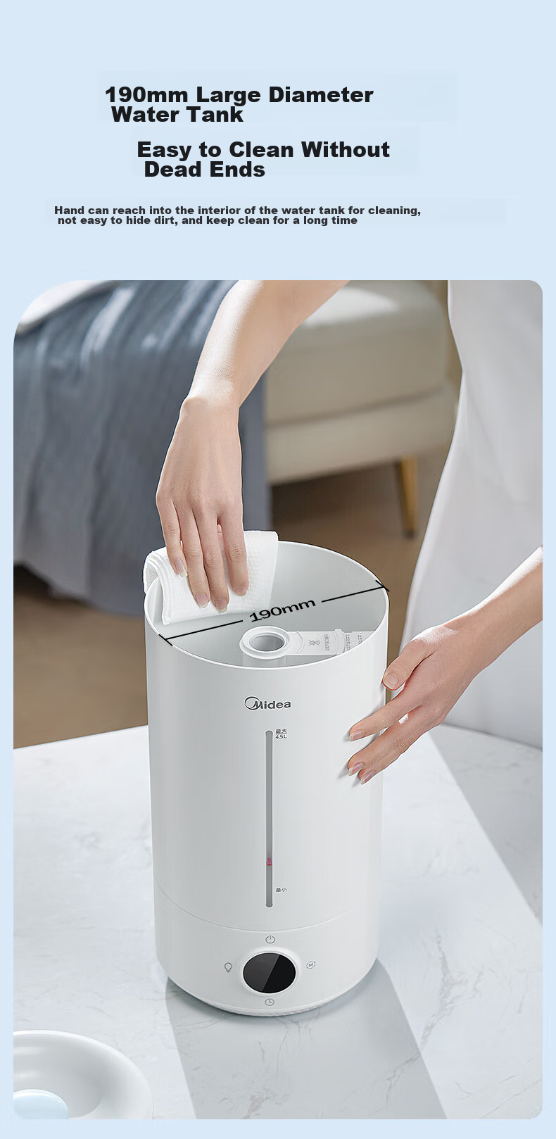 Midea [Ultraviolet Sterilization] Humidifier Air Purifier for Bedroom Home Use Large Capacity Pregnant Women Babies Office Desk Quiet Small Mist Sprayer Birthday Gift S-UV98K 15