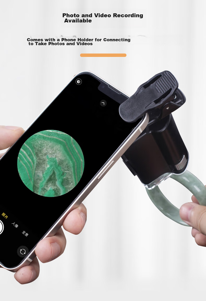 MIXOUT, 60x And 100x High Magnification Magnifying Glass, HD Inspection with LED Light And UV Phone Clip Microscope 3