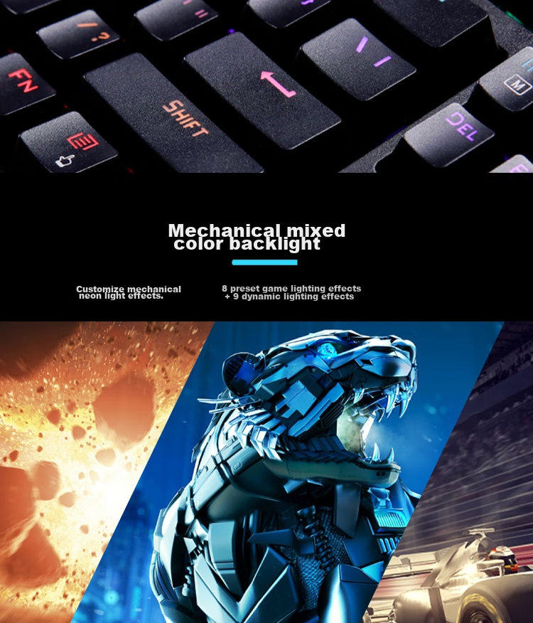 Lenovo K104 Wired Mechanical Blue Switch Keyboard with RGB Lighting Effects, Compatible with Lenovo Legion R9000P/Y7000 Gaming And Office Use, 104 Keys, PUBG Keyboard, Black Blue Switch 6