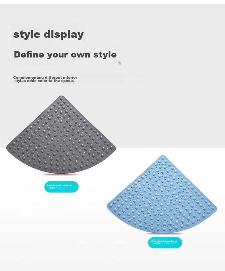 Dajiang PVC Bathroom Non-Slip Mat, Shower Room Toilet Bathing Anti-Fall Fan-Shaped Floor Mat for Elderly, 70x70cm 13