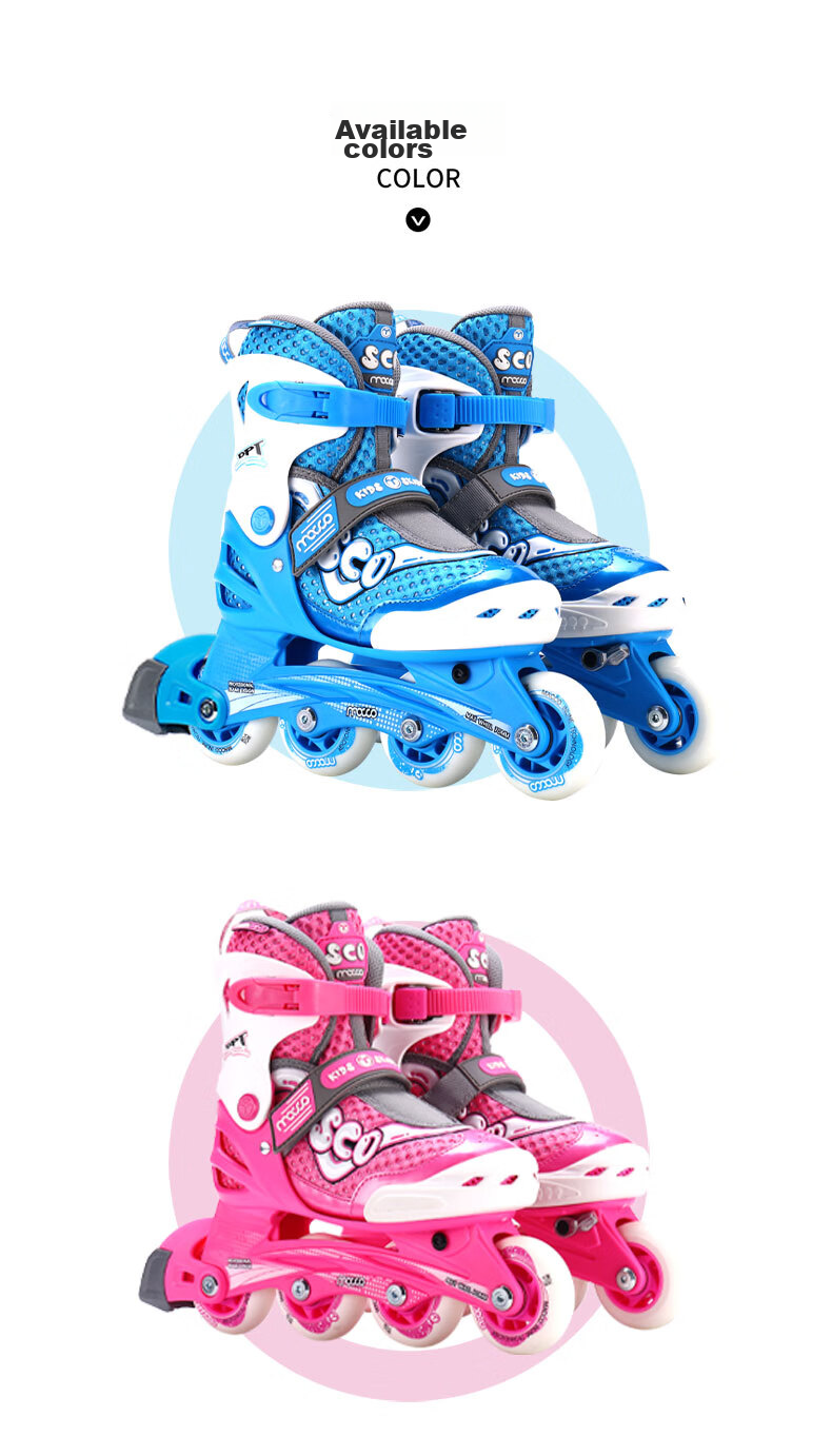 Migao Roller Skates Set for Children, Inline Skates Full Set for Girls And Boys, Adjustable Straight Wheels SC0 Upgraded Version, Blue L 14