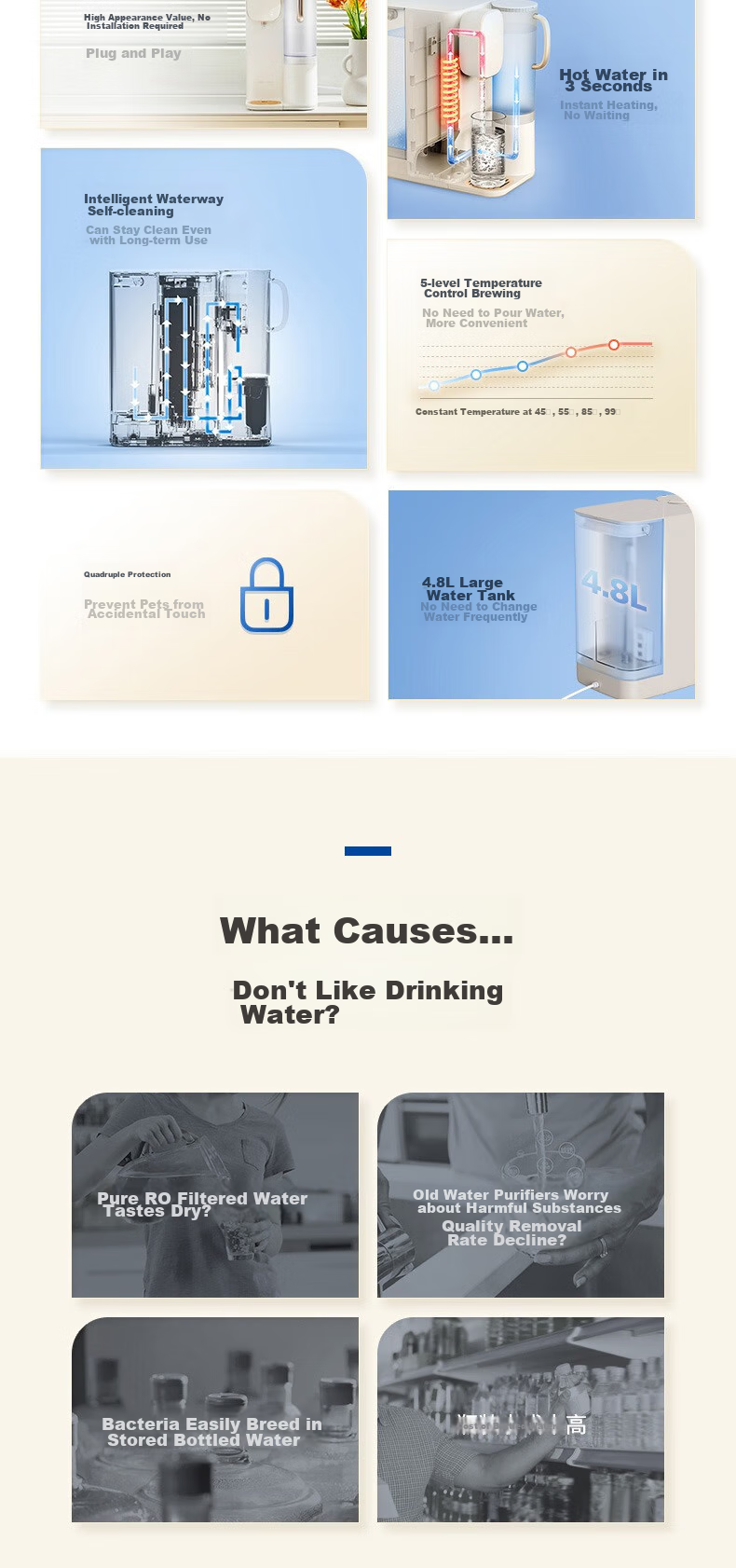 PHILIPS Water Purifier, Desktop No-Installation Instant Hot Drinking Water Machine, Integrated Heating And Drinking Water Purifier, RO Reverse Osmosis Strontium-Rich Mineral Water ADD8638/93 3