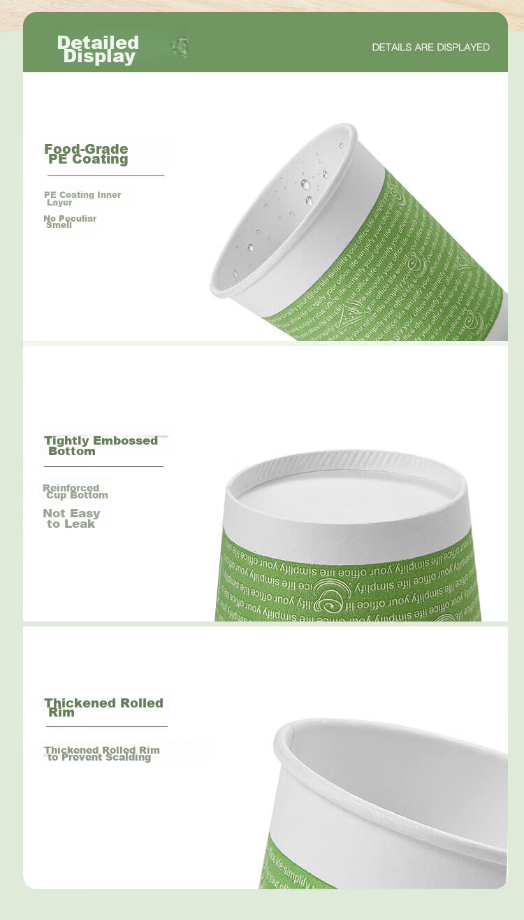 COMIX 100 Pieces 250ml Thick Disposable Paper Cups for Home And Business Use, Water Cups for Office Supplies L302 6