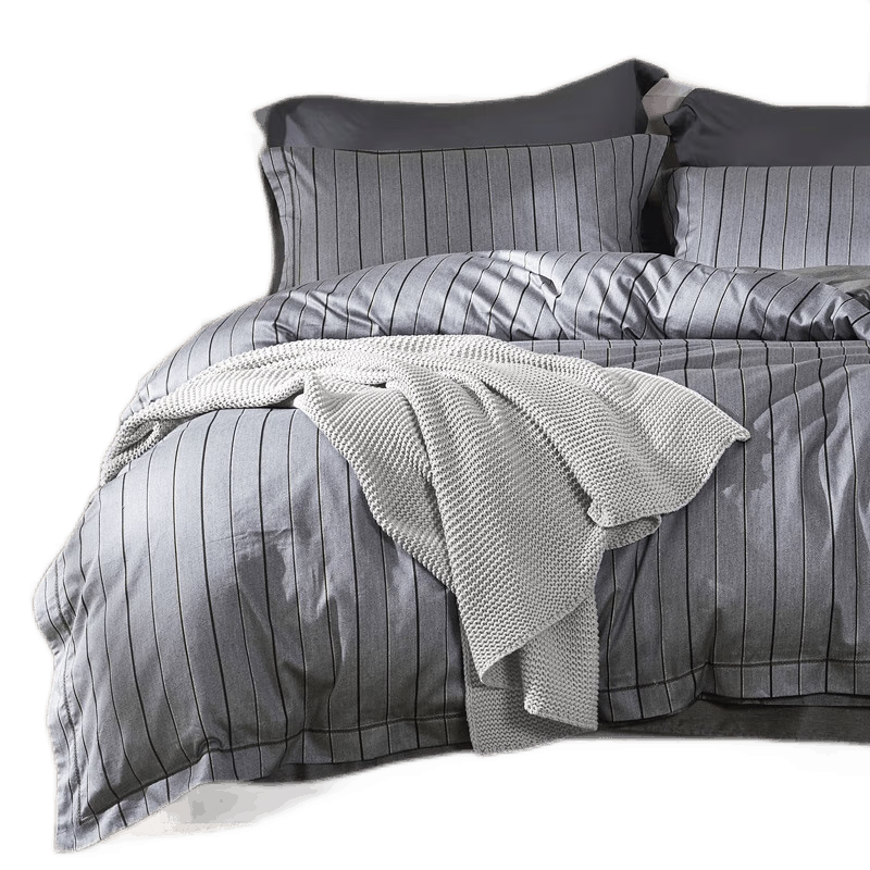 LUOLAI Home Textiles 100% Pure Cotton Bedding Set of Four Pieces, All-Cotton Duvet Cover And Bed Sheet, Bedding for Gray 1.5-Meter Bed 200*230