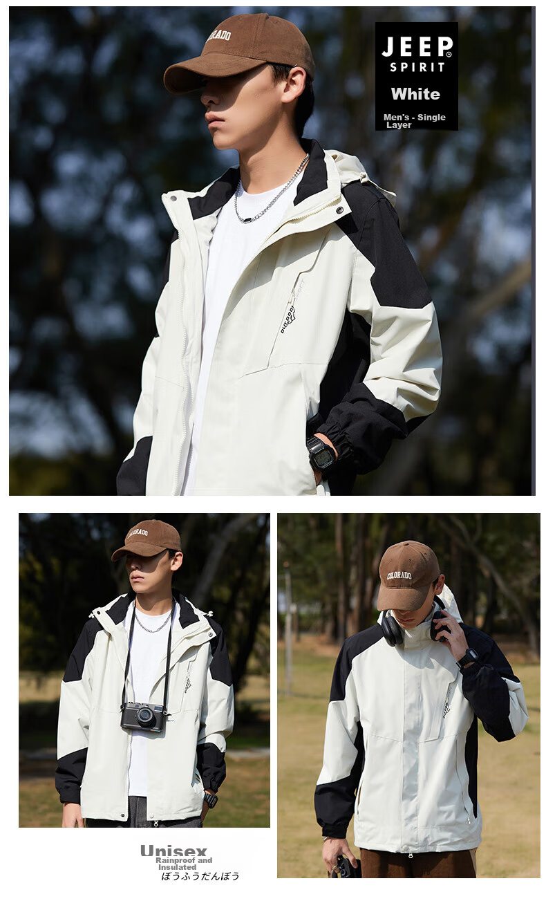 JEEP SPIRIT Windbreaker Jacket for Men And Women, Spring And Autumn Outerwear, Outdoor Windproof Coat, Warm Windbreaker 23