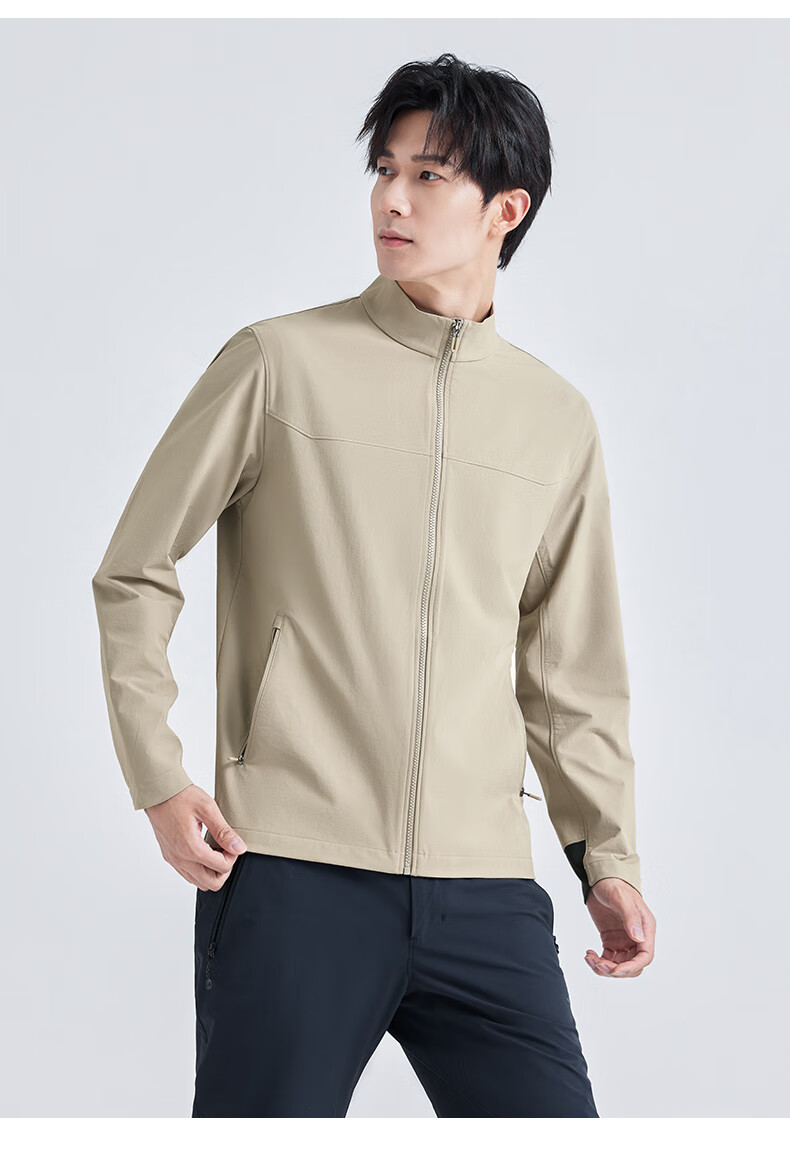 Pioneer Camp Men's Soft Shell Jacket with Stand Collar, Windproof And Breathable Hiking Coat for Spring And Summer, Lightweight Outdoor Sports Trekking Mountaineering Outerwear 9