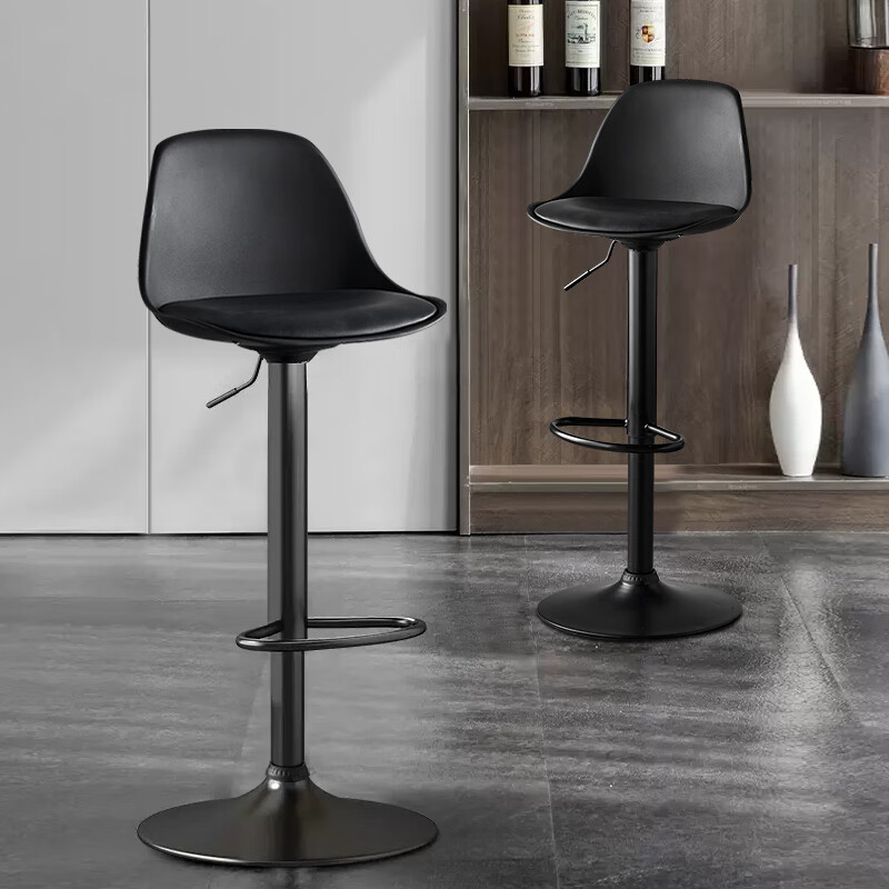 Huakaizhixing Bar Stool, High Chair, High Stool, Adjustable Height Bar Stool with Backrest, Home Chair, Large Base, BY520 Black
