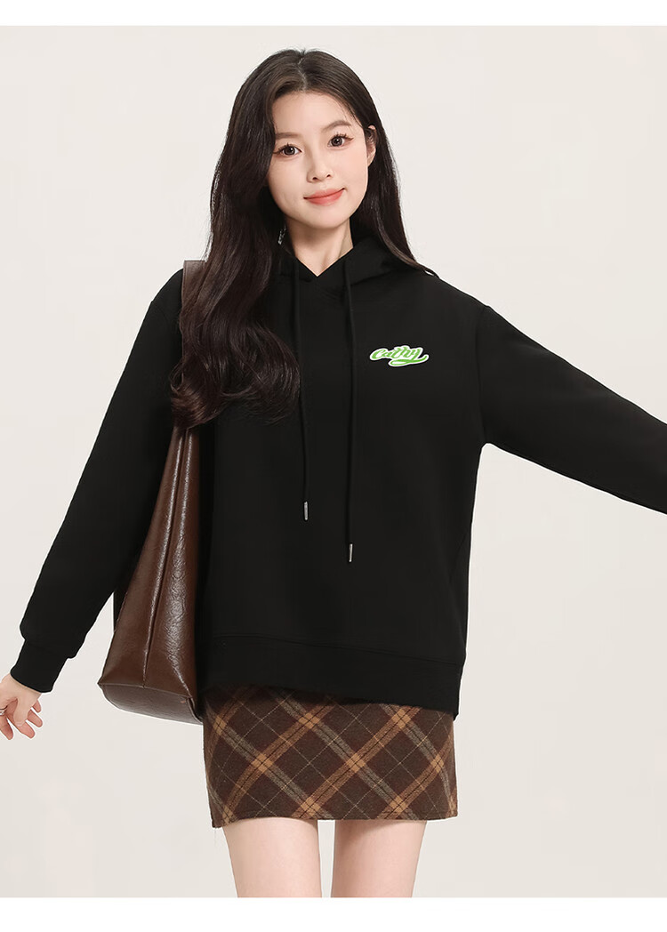 Yipintiancheng Spring 2025 New Women's Hooded Sweatshirt, Loose Casual Pullover Long-Sleeve Letter Print Top for Wome 10