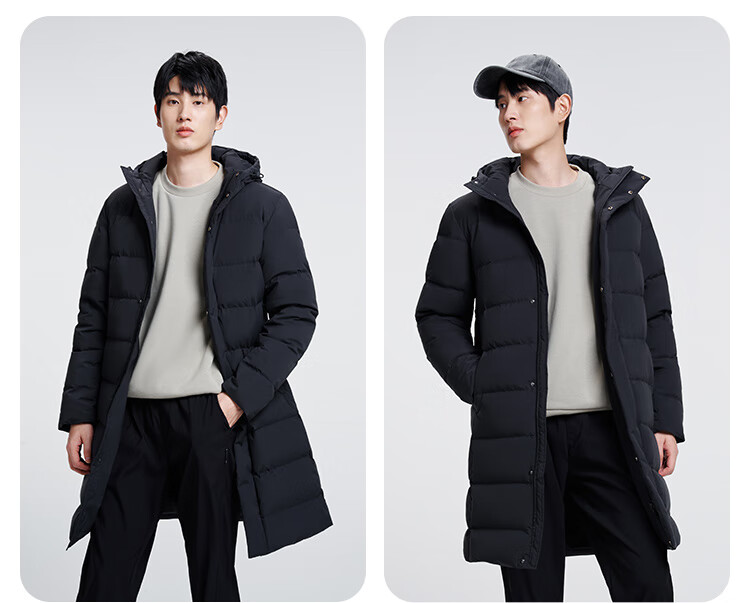 JD Original down Jacket for Men, Duck Down Thickened Cold-Resistant Workwear Puffer Coat Water-Repellent Winter Mid-Length Black Coat Size S 25