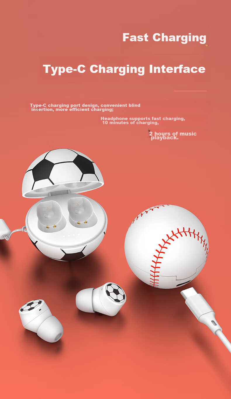 EMEY Bluetooth Headphones, Wireless Bluetooth, Sports Music Gaming Earphones, In-Ear Noise-Cancelling Headphones with Long Battery Life, Compatible with Apple Xiaomi Huawei Phones, T5 Basketball Model 7