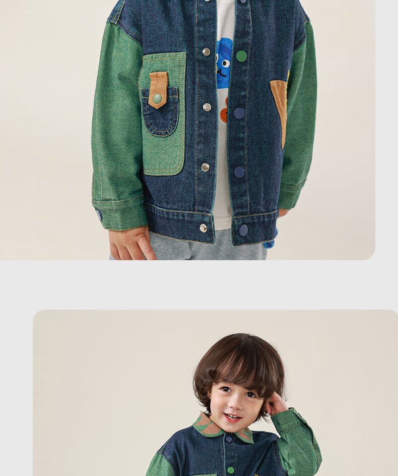Ciciibear Boys' Jacket, Spring And Autumn Style, Baby Denim Top, Children's Autumn Clothing, Retro Toddler Outfit 14