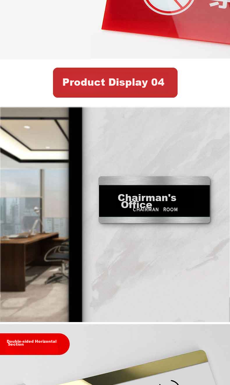 Aimohui Office Door Sign, Department Plate, Sliding Door Sign, Self-Adhesive Replaceable Mirror-Finish Silver + Transparent Inner Core, 28*12cm 4