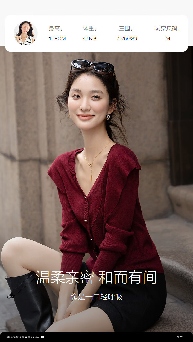 Demana Autumn Elegant Irregular Ruffle V-Neck Knit Sweater with Contrasting Buttons and Wool Blend 1
