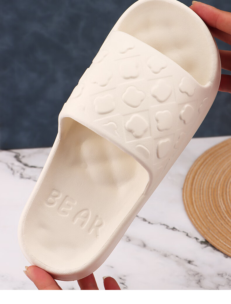 IQGD Slippers Sandals for Women, Floor Slippers with Soft Soles, Non-Slip Bathroom Home Slippers for Couples, 2456 White, Size 38-39 6