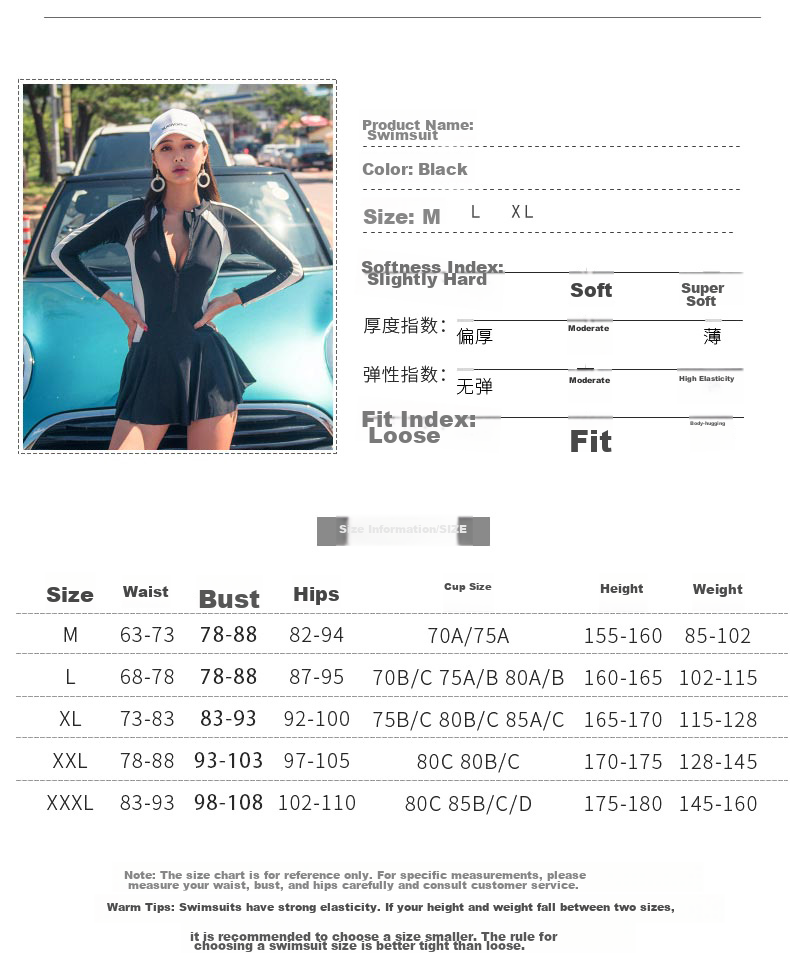 DK Swimsuit for Women, Small Chest, Sexy Push-Up, Korean Style, Conservative, Tummy Control, Slimming One-Piece Swimwear for Hot Springs, Black, XXL 5