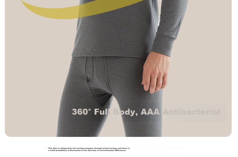 SEPTWOLVES [Pure Cotton Antibacterial] Thermal Underwear for Men, Autumn Top And Pants Set, Round Neck Cotton And Wool Autumn Winter, Dark Gray, XXL 9