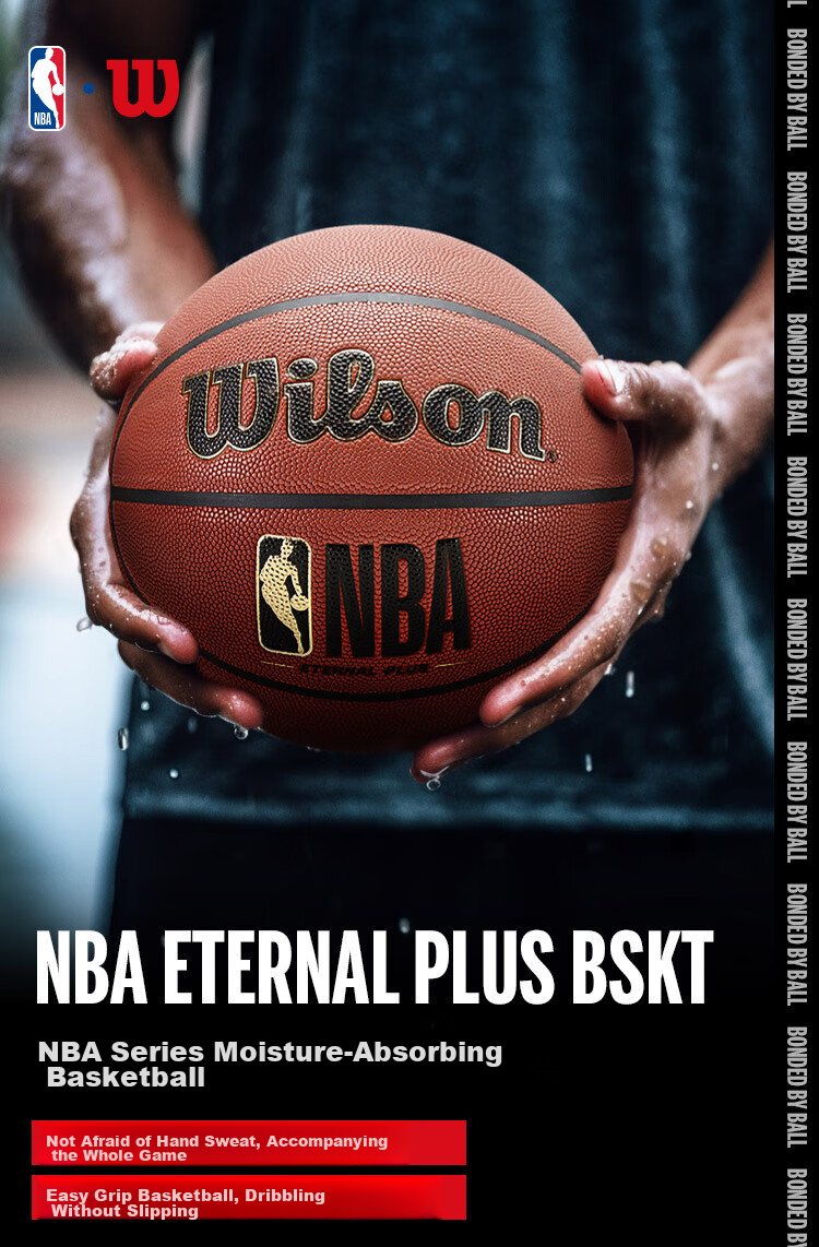 Wilson NBA Series Black Color ETERNAL PLUS Moisture-Absorbing Non-Slip Indoor And Outdoor Adult Size 7 Basketball 1