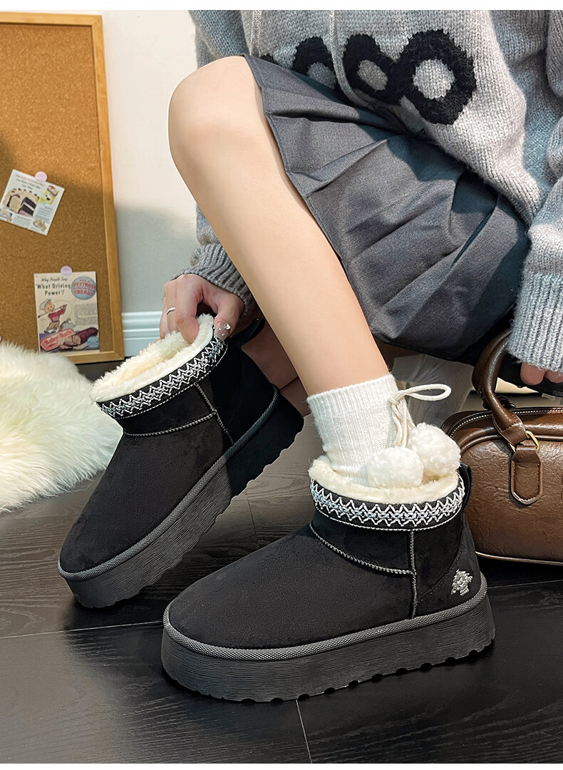 Renben Women's Winter Snow Boots Fleece Lined Thickened Cold Resistant Short Boots Brown Size 36 10