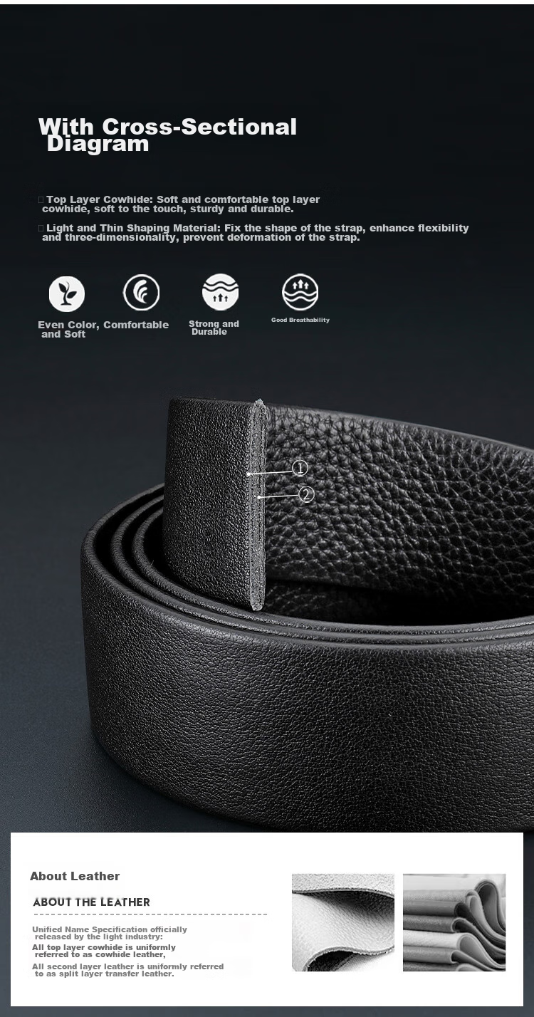 Goldlion Men's Automatic Buckle Belt, Business Waistband Gift Box, Top-Grain Leather Fashion Trouser Belt, Birthday Gift 8