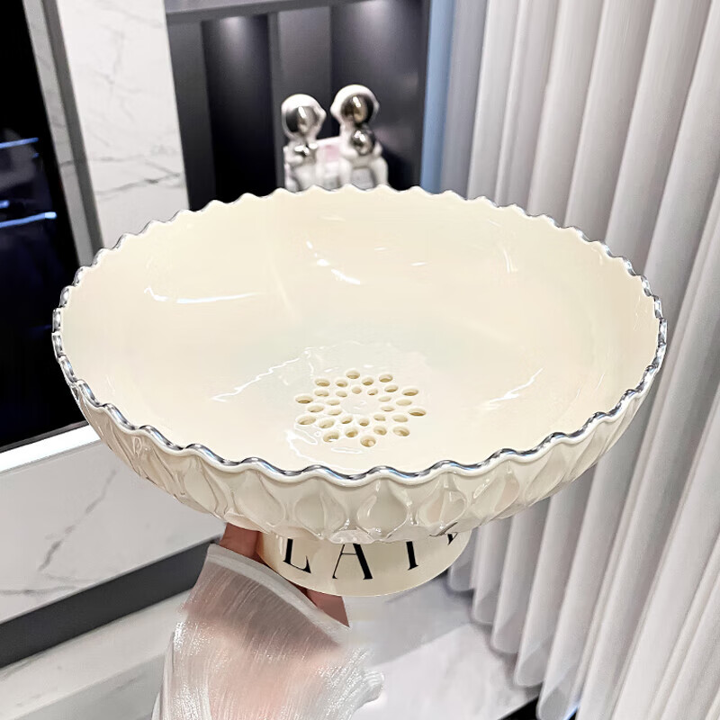 YIJUKE Fruit Bowl Draining Basket, Living Room Coffee Table Dried Fruit Plate, Candy Display Tray, Luxurious And High-End