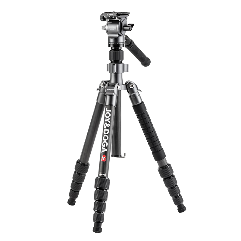 Fotopro X-4CN VIDEO Hydraulic Video Head, Adjustable Monopod, Carbon Fiber Camera Photography And Videography Tripod, Silver