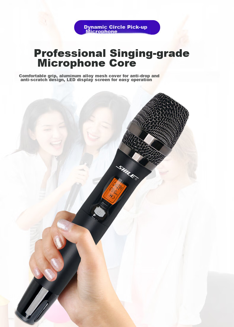 SHILE Wireless Microphone System with Four Handheld Mics, UHF Adjustable Frequency Microphones for Meetings, Training, Lectures, Events, Karaoke, KTV, SH-27 Model with 4 Handheld Mics 10
