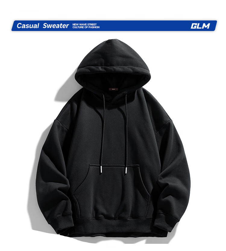 GLM Men's Heavyweight Loose Fit Hoodie Autumn Winter Casual Fleece Lined Youth Trendy Jacket Heather Gray Fleece Lined 3XL 1