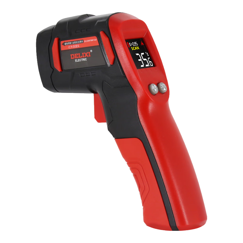 DELIXI ELECTRIC Infrared Thermometer, High-Precision Temperature Gun with Color Screen Display, Handheld Industrial-Grade Thermometer, Multi-Point