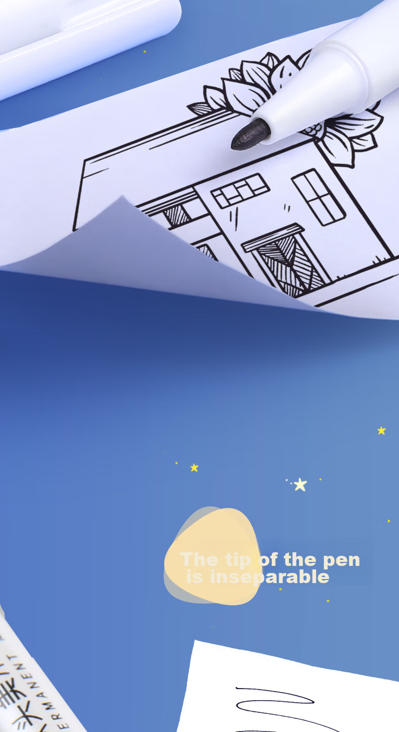 Disney Dual-Tip Fine Line Markers, Black, Oil-Based, for Art And Signing, Suitable for Children And Students, 10 Pcs/box Drawing Pens 7