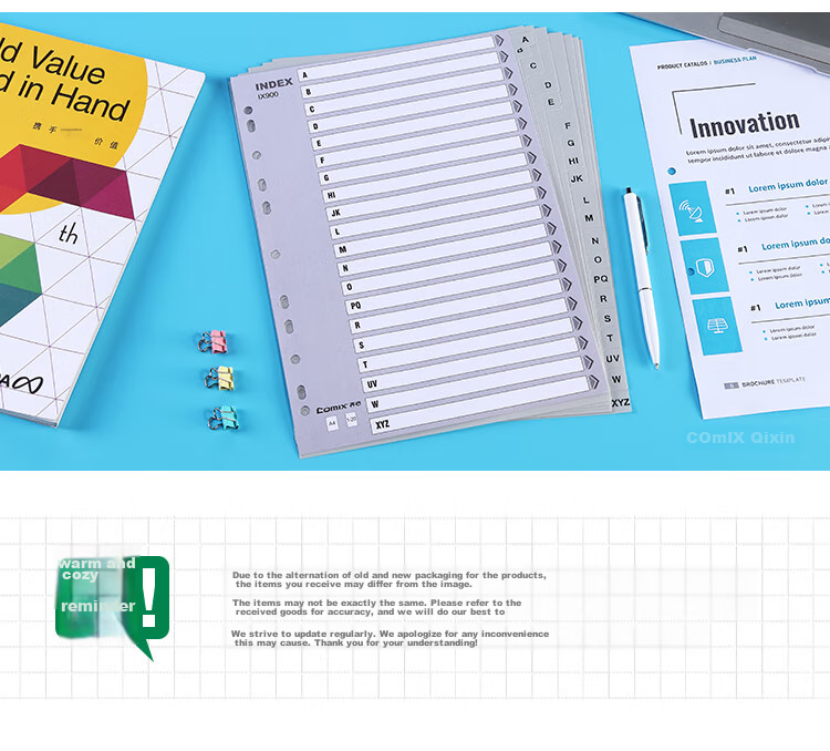 COMIX A4 11-Hole Easy-To Label, Monthly Page Separator Index Paper, 31 Pages (1-31) EX8899 8