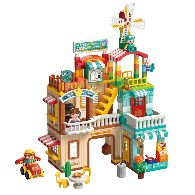 FEELO Compatible with LEGO Large Particle Building Blocks Toy for Boys And Girls, Birthday Gift, Windmill Villa Y42007