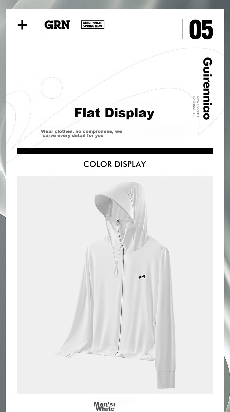 Guirenniao Sun Protection Clothing for Men And Women, Summer Lightweight Breathable Hooded Style for Young Couples, Light Blue [Women's Version], L 16