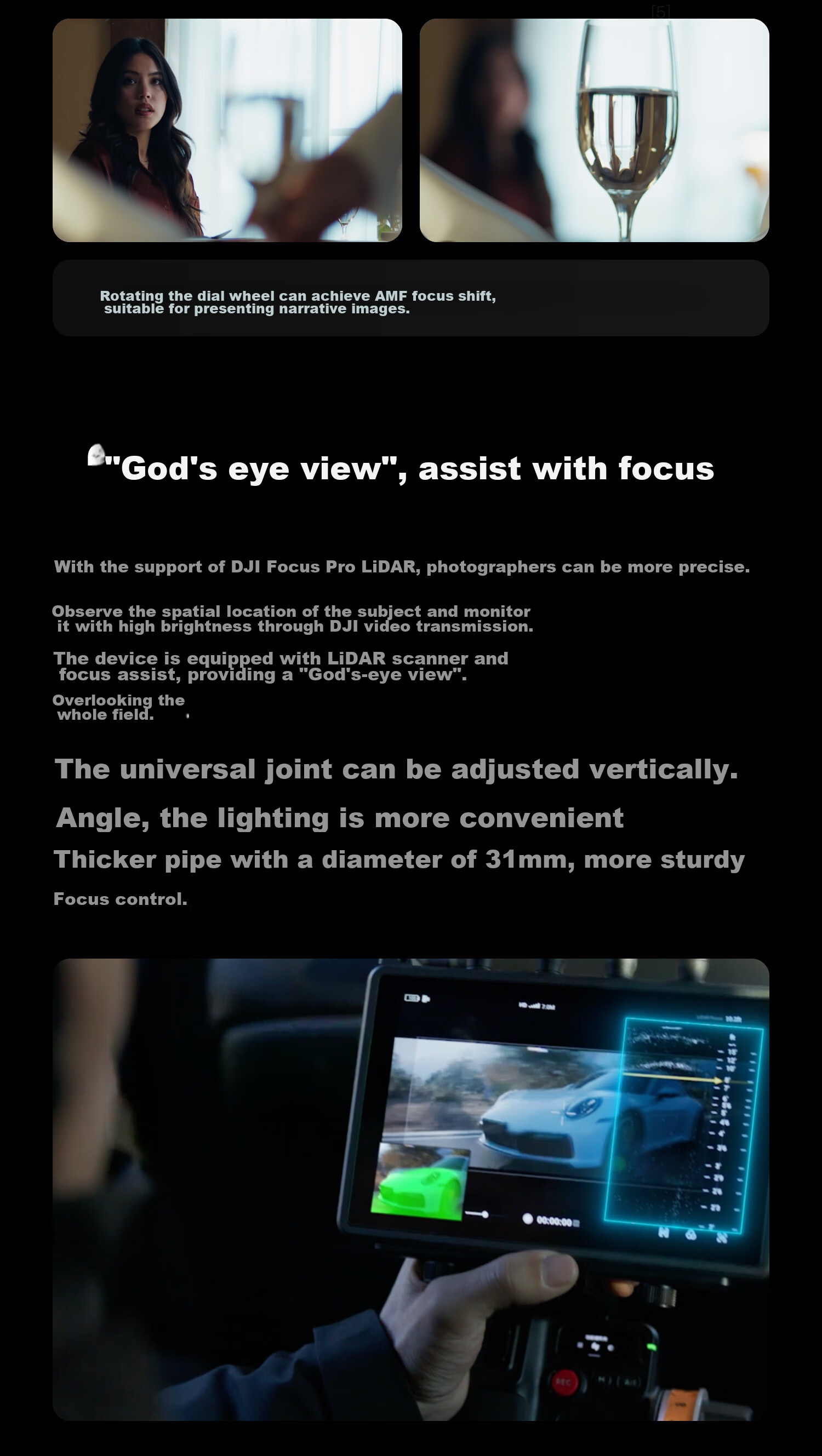 DJI Focus Pro Creative Edition, Handheld Integrated Lens Control System with AI Automatic Focus Tracking, 20-Meter Wireless Follow-Focus, LiDAR Oscilloscope 10