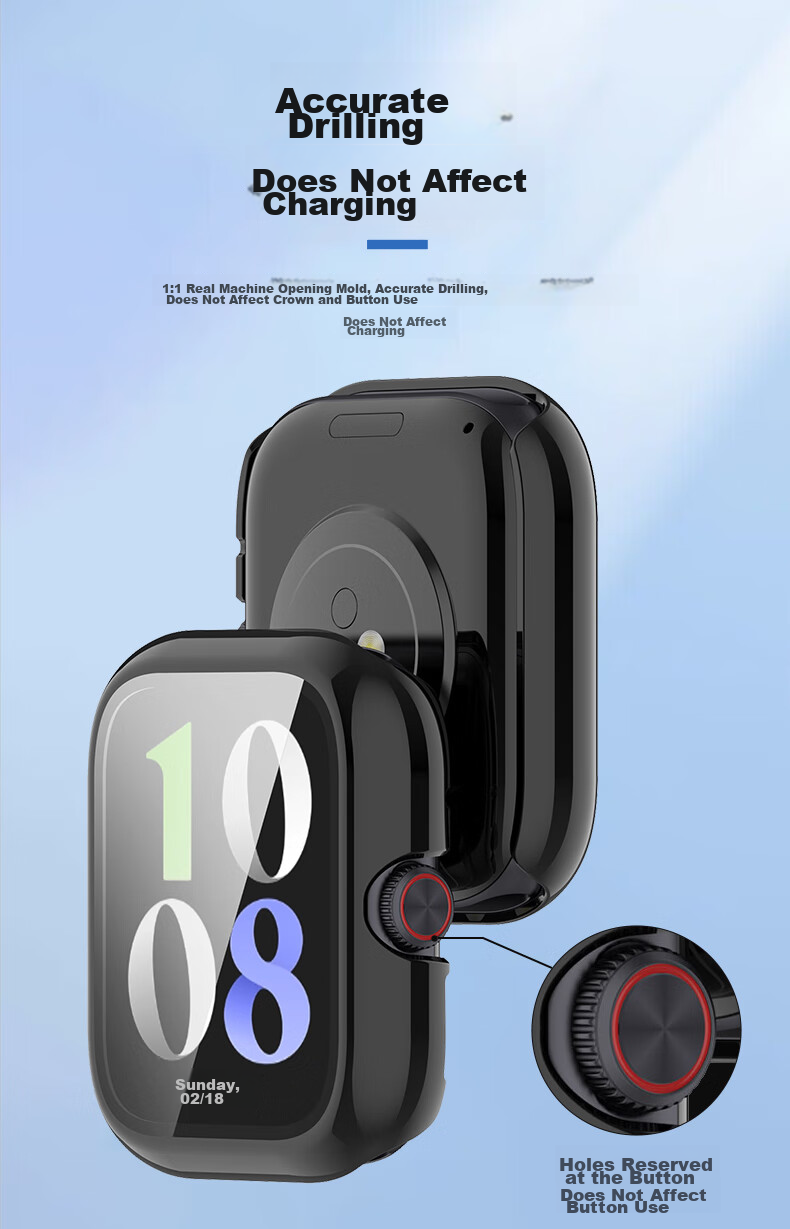 KMaxAI Protective Film And Case for Vivo/iQOO WATCH GT, Integrated Full Coverage, Watch Dial Screen Protector & Protective Cover, Anti-Fingerprint Hard Shell + Tempered Glass Film, Black 8