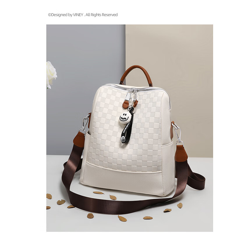 Aiqinghai Top-Grain Leather Backpack for Women, Luxury Brand School Bag, Crossbody Bag, Stylish Casual Versatile Birthday Gift 3