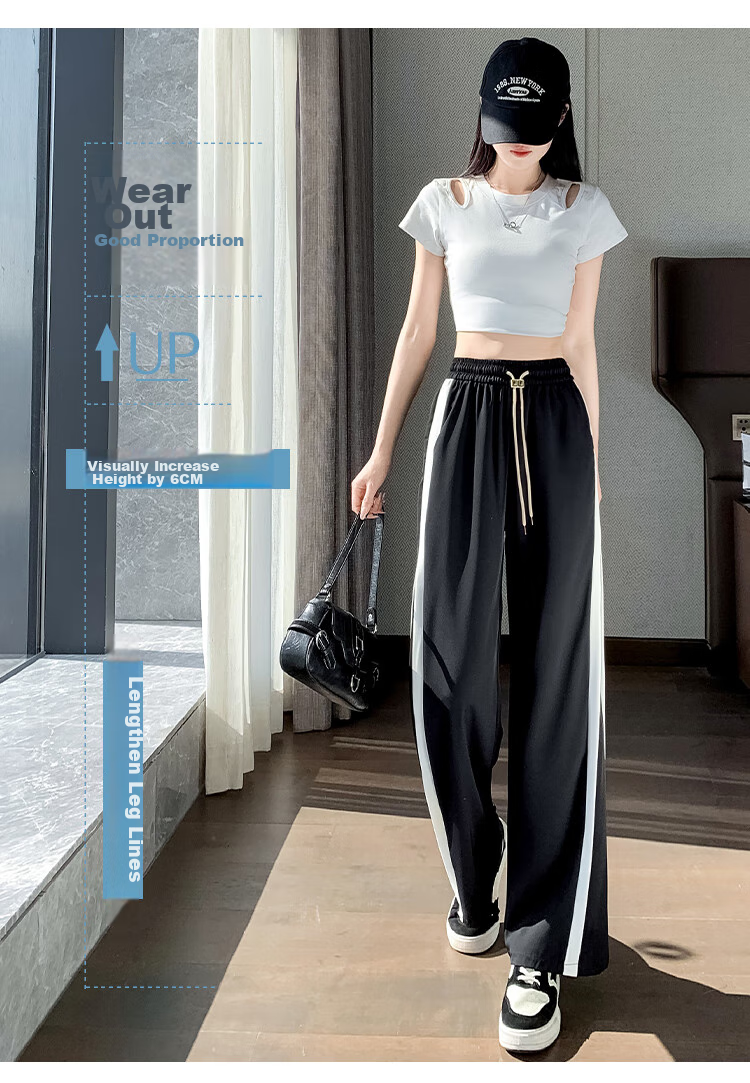 Halo Queen Ice Silk Wide-Leg Pants for Women, High-Waisted, Draping, Loose-Fitting, Slimming, Straight-Leg Athletic Trousers HW25K03 8