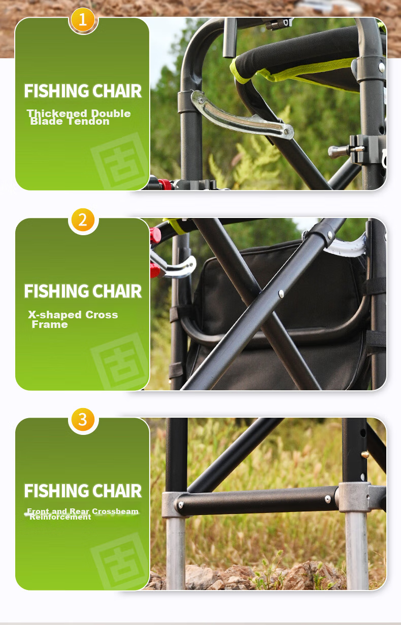 Grsaed Fishing Chair, All-Terrain Metal Knight Chair, Multifunctional Outdoor Folding Chair, Complete Set of Fishing Chairs, Flowing Firefly Aluminum And Magnesium Accessories 5