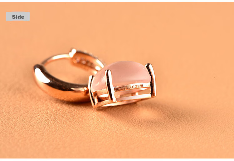 JOLEE Natural Pink Crystal S925 Silver Luxury Fashion Rose Quartz Stud Earrings, Jewelry Gift for Women on Holidays 3