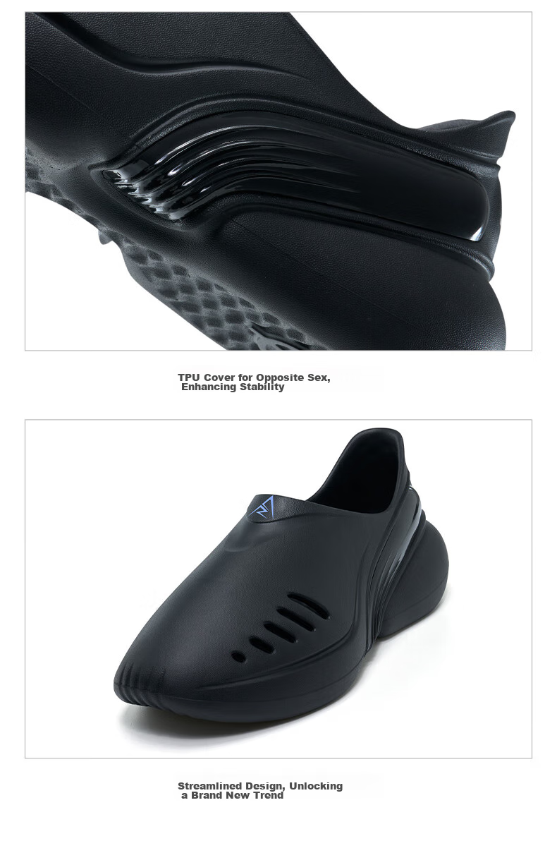 RIGORER Men's Breathable Sandals And Hole Shoes, Waterproof Non-Slip Thick-Soled Basketball Sports Slippers, RIGORER Black, Size 44 25