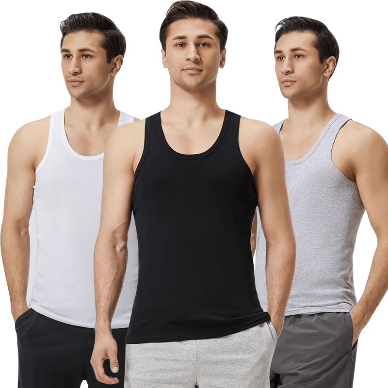 LangSha Men's Tank Top, Spring And Summer Pure Cotton, Youth Sports Sleeveless, Middle-Aged And Elderly, Loose-Fitting Undershirt, Base Layer Vest