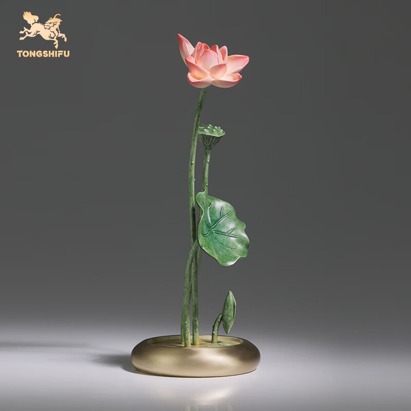 Master Tong "Spring Orchid Summer Lotus Autumn Osmanthus Winter Plum" Living Room Desktop Copper Ornament Craftwork Summer Lotus