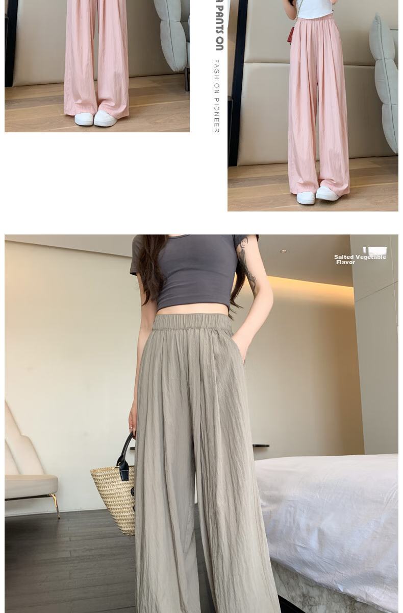 LangSha Ice Silk Wide-Leg Pants Women Summer Thin High Waist Draped Zen Lazy Yamamoto Style Cotton Linen Casual Pants 15