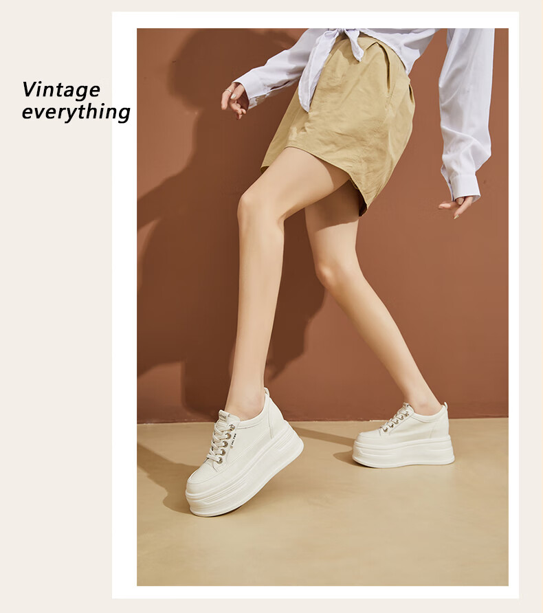 DAPHNE Thick-Soled Height-Increasing Casual Shoes for Women, Classic Sneakers, Height-Increasing Slimming White Shoes for Petite Women, White, Size 35 10