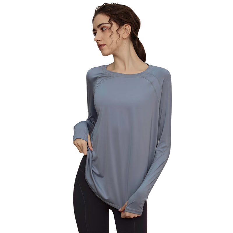 XUEXIMAN Yoga Sports Top, Women's Long-Sleeve T-Shirt, Loose-Fitting Breathable Yoga Wear, Slimming Running Fitness Clothing, Spring And Autumn Workout Outfit